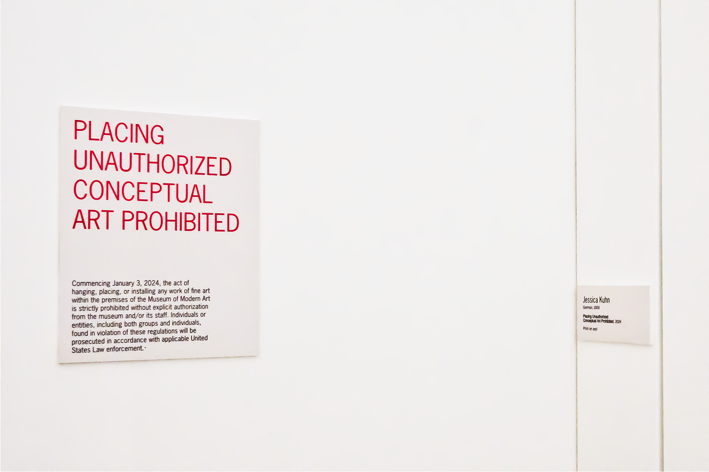 Placing Unauthorised Conceptual Art Prohibited, 2024 — Jessica Kuhn Artist